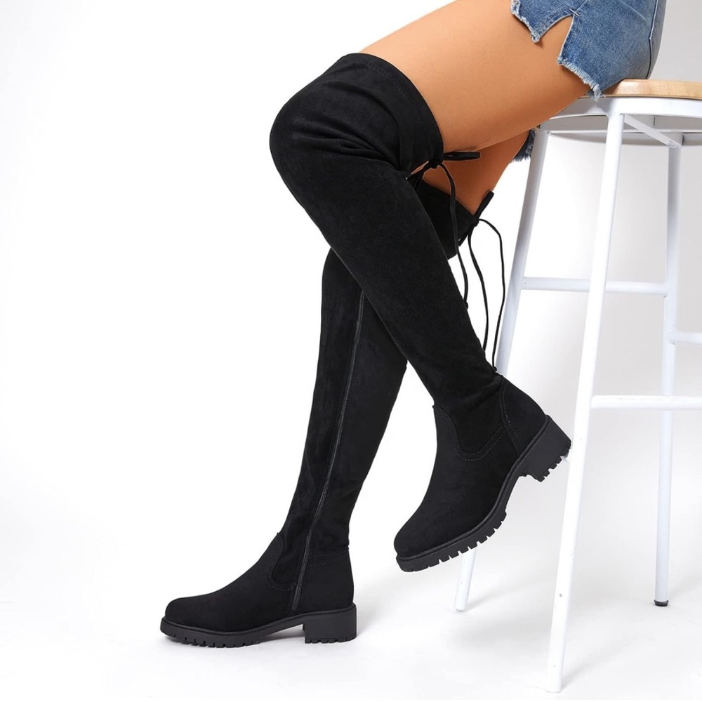 Thigh high over the knee black boots size 8